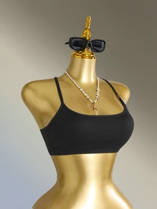 CourtClass CourtClass Women's Solid Color Casual Versatile Everyday Sports Bra - Black - View 8