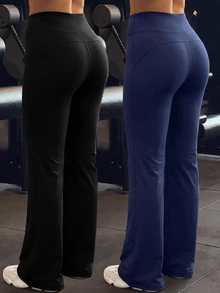 Velisys Velisys 2PCS Women Sports Athletic Low Rise Pants Gym Pilates Navy Blue Black Summer - Multicolor - View 2