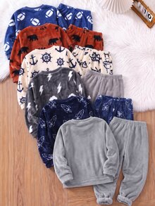 SHEIN Boys' Comfortable Long Sleeve Long Pants Loungewear, Suitable For Autumn And Winter - Light Grey - View 2