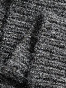 DAZY Rompi Rajut Leher Tinggi Abu-abu Gelap untuk Melangsingkan Tubuh Wanita Musim Gugur/Dingin, Rompi Sweater Bolak-balik untuk Pakaian Berlapis - Grey - View 7