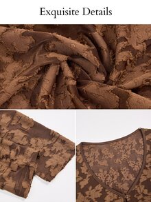 Brilight Sxy Deep V Front Button Slim Waist Hanky Hem Shirt For Shopping Club Casual Outfit - Brown - View 7