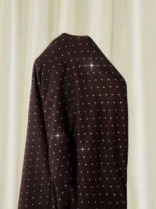 MaterniChic Maternity Rhinestone V-Neck Twist Design Long Sleeve Slim Fit Elegant Dress - Coffee - View 7