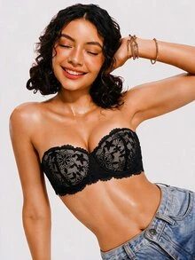 Bareli Dear Bra Berkawat Seksi Wanita dengan Renda, Bra Push-Up untuk Memperbesar Payudara Kecil, Bra Tanpa Tali Anti Selip dan Tak Terlihat dengan Tali Bahu yang Dapat Dilepas, Model Silang di Belakang, Dapat Dipakai dengan Berbagai Cara, 1 buah - MultiWarna - View 5