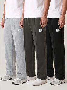SHEIN 青少年男孩休閒百搭日常穿著運動長褲 3件組 - 深灰色 - 查看 1