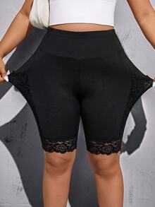 Shapeblank Bóxer interior de talla grande con encaje, patchwork y bolsillo - Negro - Ver 3