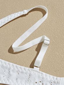 Lullawish Women's Lace Trim Casual Daily Spaghetti Strap Bra - White - View 4