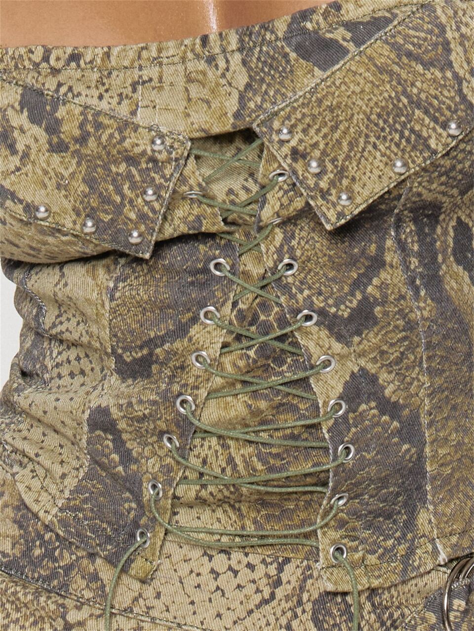 Snake Print Lace Stud Detail Bandeau Top Winter Fall Womens Top Going Out Outfit Party