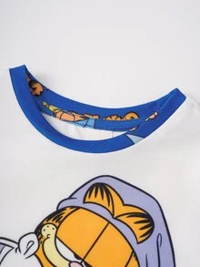 GARFIELD | SHEIN Baby Boy Cartoon Print Round Neck T-Shirt And Shorts Set - Black and White - View 3