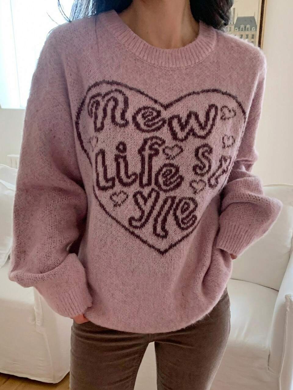 Women's Letter Pattern Casual Versatile Daily Wear Long Sleeve Sweater