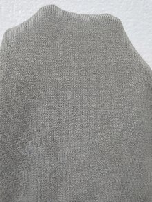 SHEIN Clasi 休閒純色短版鏤空針織開襟衫 秋冬款 - 灰色 - 查看 3