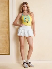 SpongeBob SquarePants | SHEIN Women's Cartoon Print Casual Camisole Tank Top - Yellow - View 5