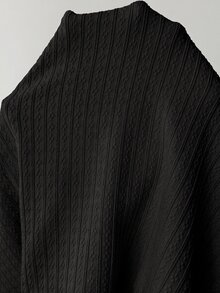SHEIN 孕婦紋理極簡圓領短袖休閒T恤 - 黑色 - 查看 11