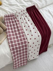 SHEIN Cottnline 3 قطع ملابس نوم سفلية للنساء - متعدد الألوان - مشاهدة 3