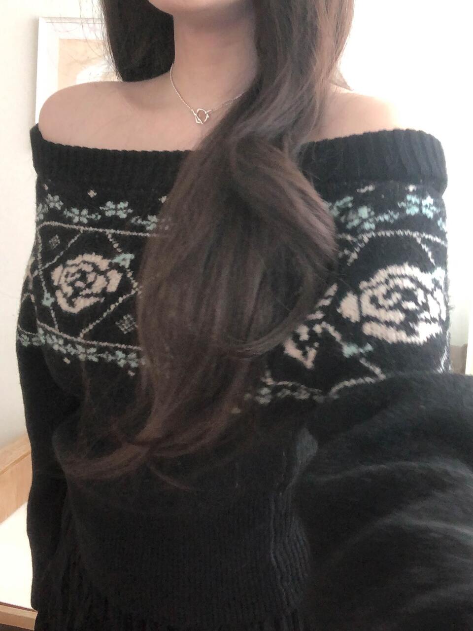 Women's Autumn/Winter Off-Shoulder Fair Isle Vacation Style Sweater