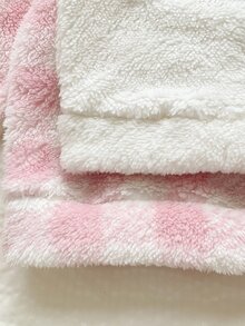 SHEIN Vintaside Kids 女嬰冬季圓領長袖法蘭絨可愛卡通貓刺繡衛衣 格紋長褲 抓皺袖口 甜美風舒適毛茸多件套裝 適合寒冷天氣日常出遊休閒旅行 - 粉色 - 查看 5