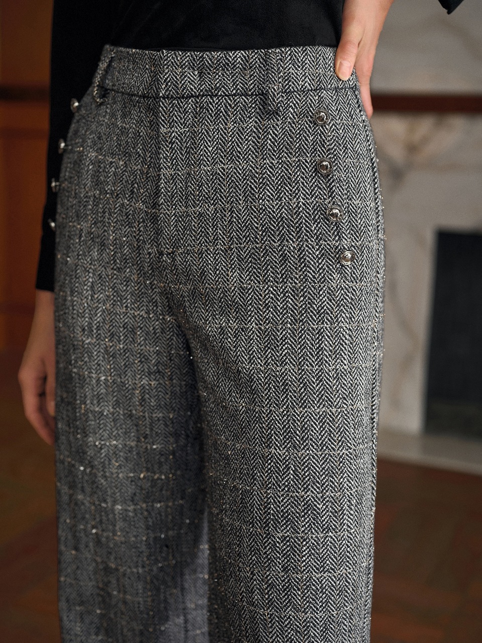 MOTF WOMEN'S AUTUMN/WINTER PLAID STRAIGHT LEG PANTS