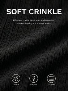 Shapeblank Plus-Size Women's Summer Casual Traditional Loose Slimming Textured Fabric Black Elastic Waist Lantern Pants Bottom Formal Office Dinner - Black - View 9