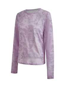 SHEIN Cheerettes Casual Versatile Long Sleeve Mesh Sports T-Shirt For Running And Fitness - Purple - View 8