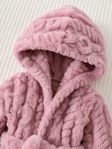 Cozy Pixies 新生兒男嬰/女嬰連帽長袖抓絨繫帶晨袍 秋冬款 - 粉色 - 查看 8
