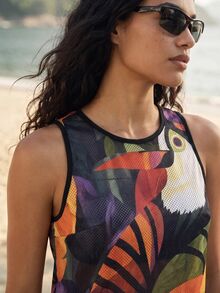 CAJUNI Women's Bird Print Daily Fitness Sports Tank Top - Multicolor - View 7