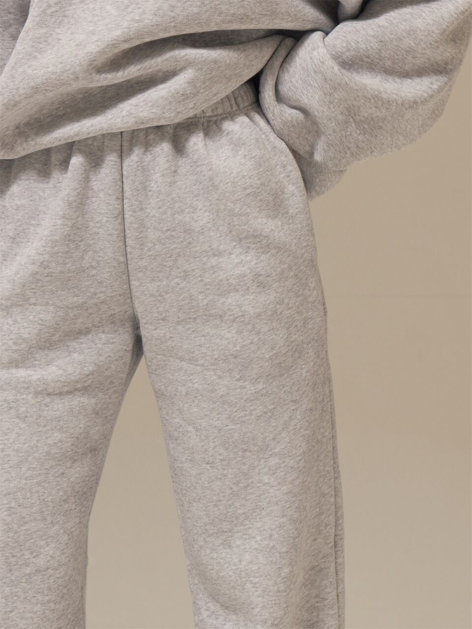 Marl Grey Contrast Drawstring Elasticated Waistband Wide Leg Relaxed Fit Joggers