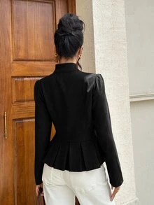 Siren Gaze Autumn/Winter New Vintage Napoleon Style Waist-Cinching Jacket For Women - Black - View 2