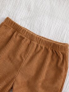 Cozy Pixies 新生兒熊圖案對比色 Polo 領長袖衛衣與長褲套裝 - 彩色 - 查看 6
