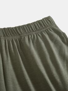 SHEIN 青少年女孩寬鬆休閒極簡風新款針織圓領短袖T恤套裝 - 彩色 - 查看 5