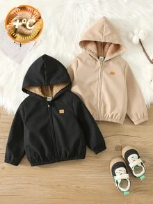 SHEIN 男嬰裝飾拼接連帽長袖夾克，百搭舒適 - 彩色 - 查看 3