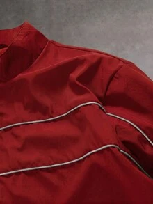 PAVTROS Men's Casual Colorblock Trim Jacket - Red - View 6