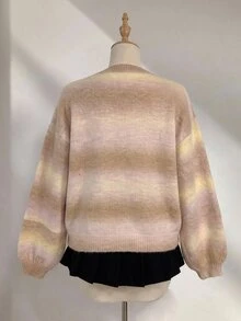 Flirla Sweater Lengan Panjang Wanita Motif Blok Warna Kasual Serbaguna untuk Pemakaian Sehari-hari, Cocok untuk Sekolah, Warna Beige, dan Cocok untuk Musim Gugur. - MultiWarna - View 2