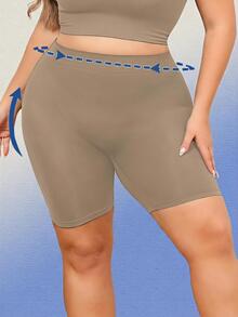 SHEIN Plus Size Seamless Shaping Bottoms - Mocha Brown - View 3