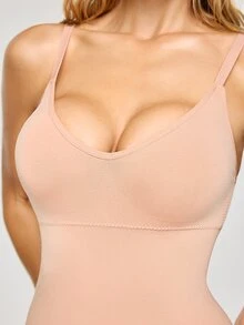 SHAPORA 女款純色細肩帶式塑身內衣 - 杏色 - 查看 7
