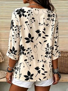 Breezaya Women's Woven Printed Casual Fall Blouse - Multicolor - View 2