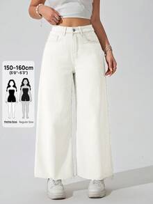 Jeanoix Petite Women's Casual Versatile Everyday Denim Jeans With Pockets And Buttons - White - View 1