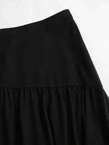 Sweetra Y2K Sexy Eyelash Trim Asymmetrical Hem Versatile Casual Commute Elegant Skirt 2 Pieces Set - Black - View 6