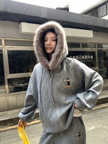 DAZY Women's Plush Hooded Long Sleeve Sweatshirt And Pants Casual Daily 2 Pieces Set Fall - Grey - View 7