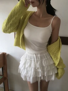 DAZY 女款純色寬鬆短版V領長袖休閒度假春秋針織開襟衫 - 綠色 - 查看 1
