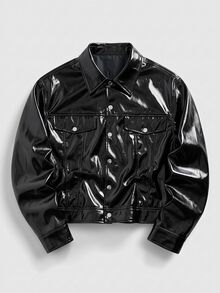 ROMWE MEN Street Life Men's Autumn Fashion Versatile Jacket - Black - View 6