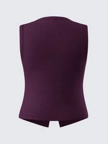 SHEIN BASICS 休閒純色針織修身大尺碼背心 - 紫色 - 查看 2