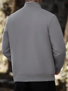 Manfinity Homme 男士休閒時尚寬鬆長袖羊毛外套，戶外休閒必備，送給家人與朋友的完美禮物 - 灰色 - 查看 2
