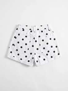 SHEIN EZwear 女款波點口袋鈕扣休閒日常牛仔短褲 - 彩色 - 查看 2