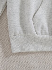 青少年女孩休閒時尚可愛粉色花卉刺繡套頭運動衫 - 灰色 - 查看 6