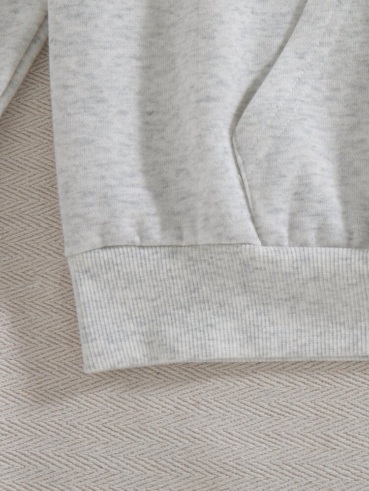Teen Girls Casual Fashion Cute Pink Floral Embroidered Pullover Sweatshirt - Grey - View 6