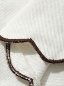 DAZY 夏季休閒撞色刺繡飾邊牛仔短褲 - 白色 - 查看 6