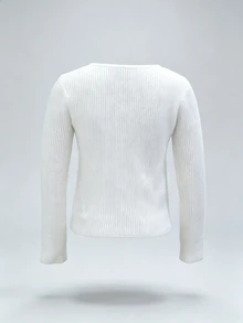 SHEIN Clasi 女款秋季休閒金屬裝飾毛衣 - 白色 - 查看 7
