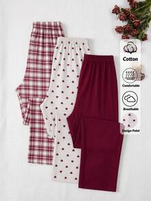 SHEIN Cottnline 3 قطع ملابس نوم سفلية للنساء - متعدد الألوان - مشاهدة 2