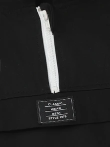 SHEIN 青少年男孩字母印花連帽衛衣與慢跑褲休閒套裝 - 黑色 - 查看 6