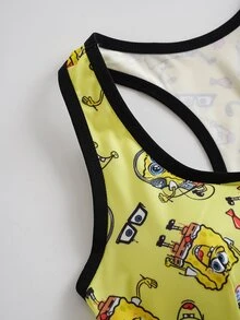 SpongeBob SquarePants | SHEIN طقم ملابس داخلية نسائي بطبعة كرتونية - أصفر - مشاهدة 9