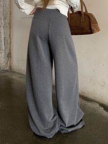 DAZY Women's Solid Color Casual Versatile Everyday Long Pants Fall - Grey - View 8